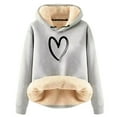 thumbnail image 1 of Ediodpoh Women's C Winter Velvet Padded Warm Cardigan Sherbet Hoodies for Women Jacket Solid Color Light Gray L, 1 of 3