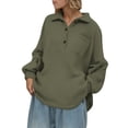 thumbnail image 1 of Ediodpoh Women's Casual Button Down T Shirt Long Sleeve Comfortable Wear Soft Basic Top with Classic Collar for Autumn Winter Tshirts Shirts for Women Army Green S, 1 of 5