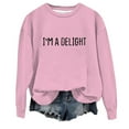 thumbnail image 1 of Ediodpoh Women's Casual Crew Neck English Letters I'm A Printed Hoodless Hoodie Women's Sweatshirt Light Pink S, 1 of 3
