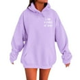 thumbnail image 1 of Ediodpoh Women's Casual Fashion Print Hooded Long Sleeved Hoodie with Pocket Top Womens Hoodies Purple_002 L, 1 of 6