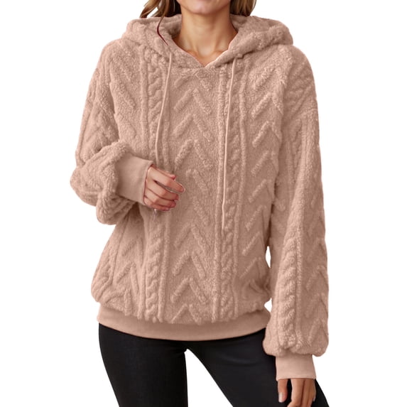 Ediodpoh Women's Casual Hooded Sweatshirts for Women Long Sleeve Pullover Lined Comfortable Loose Fit Fall Winter Fashion Top for Daily Wear Khaki XXXXL