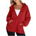 thumbnail image 1 of Ediodpoh Women's Casual Long Sleeve Split Hem Pullover Hoodies for Women for Daily Wear Red XL, 1 of 5