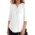 thumbnail image 1 of Ediodpoh Women's Casual Pocket Zippered 3/4 Sleeve T Shirt Stylish and Functional T Shirts for Women White XL, 1 of 5