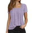 thumbnail image 1 of Ediodpoh Women's Casual Short Sleeve Square Neck T Shirt Summer Basic Tee for Daily Wear Vacation Outfit with Jeans Skirts Womens Tops Casual Purple L, 1 of 6