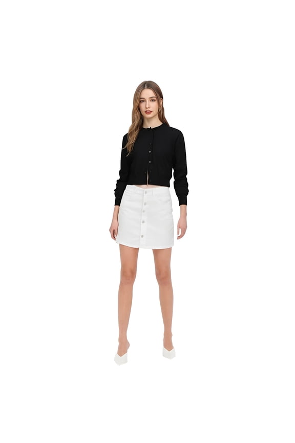 Ediodpoh Women’s Casual Solid Color Wool Knit Button Front Cardigan Short Jacket Sweater Top Womens Cardigan Black S