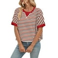 thumbnail image 1 of Ediodpoh Women's Casual Striped Batwing Sleeve T Shirt Soft Round Neck Summer Top for Home Outdoor Wear with Jeans Tshirts Shirts for Women White S, 1 of 9
