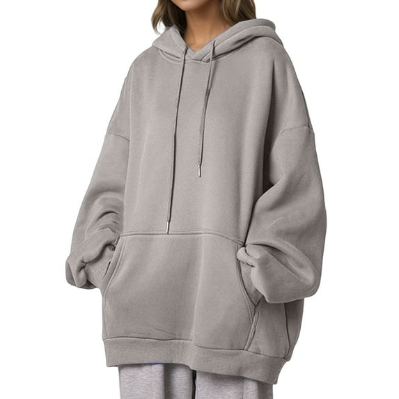 Ediodpoh Women's Comfortable Thickened Pullover Hoodies for Women with Pockets for Everyday Wear Korean Style Warm Top for Ladies GY3 L