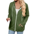 thumbnail image 1 of Ediodpoh Women's Contrast Color Zip up Pocket Hoodies for Women for Casual Wear for Autumn and Winter Basic Style Easy Care 2025 Army Green L, 1 of 8
