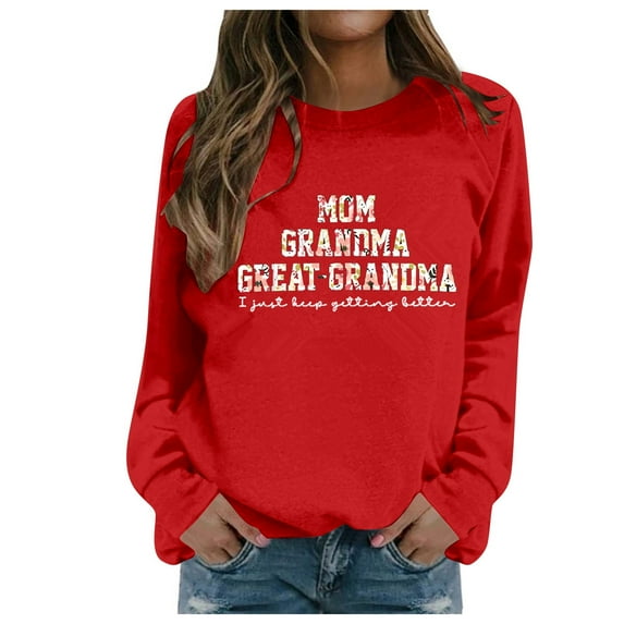 Ediodpoh Women's Crewneck Sweatshirts for Women with Canned Food Festival Print Casual Loose Fit for Women Red XL