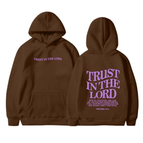 Ediodpoh Women's Fashion Reversible Letter Print Long Sleeve Hoodie with Pockets Pullover Sweatshirt Womens Hoodies Coffee XL