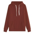 thumbnail image 1 of Ediodpoh Women's Fashion Solid Color Hooded Sweatshirts for Women with Pocket Casual and Comfortable Pullover Brick Red XL, 1 of 2