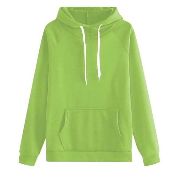 Ediodpoh Women's Fashion Solid Color Hooded Sweatshirts for Women with Pocket Casual and Comfortable Pullover Light Green XXL