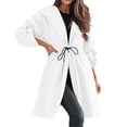 thumbnail image 1 of Ediodpoh Women’s Fashion Trench Coats Solid Color Grid Turn Down Collar Tight Waist Warm Autumn Wool Jacket White XXXL, 1 of 8