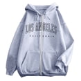 thumbnail image 1 of Ediodpoh Women's Fashionable Letter Printed Zipper Long Sleeved Pocket Drawstring Casual Sports Hoodies for Women Lined Light Gray M, 1 of 3