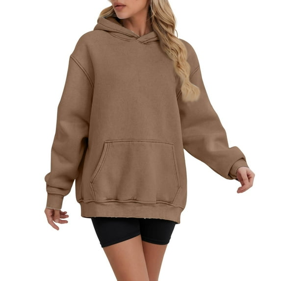 Riforla Women's Heavy Weight Hoodies for Women Oversized Streetwear Pullover with Pockets for Winter Coffee XS