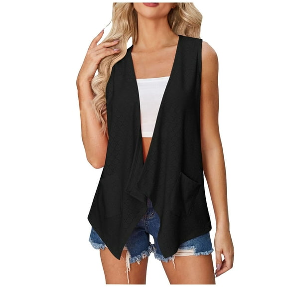 Ediodpoh Women's Hollow Out Solid Color Fashion Casual Cardigan Coat Breathable Womens Cardigan Sweaters Black S