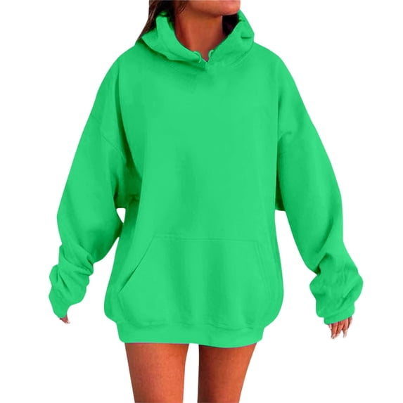 Ediodpoh Women's Hoodies Oversized Hooded Cozy Loose Fit Solid Color Drop Shoulder Design with Pockets for Casual Comfort GN2 XXXL