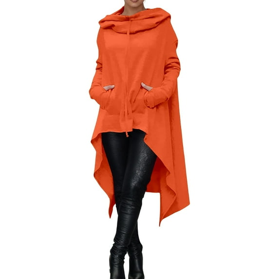 Ediodpoh Women's Hoodies and Sweatshirts Fall Winter Casual Pullover with Pocket Loose Fit Hooded Design Comfortable Fashion for Daily Wear Hoodies for Women Orange XXXXL