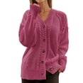 thumbnail image 1 of Ediodpoh Women’s Knit Cardigan Long Sleeve Button Front V Neck Sweater Open Front Coat for Fall Winter Womens Cardigan Brick Red L, 1 of 5