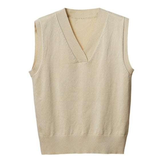 Ediodpoh Women's Knit Sweater Vest V Neck Sleeveless Pullover Thin Cardigan Casual Sweater Vest Women for Layering Stretchable Tops Beige XL