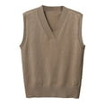 thumbnail image 1 of Ediodpoh Women's Knit Sweater Vest V Neck Sleeveless Pullover Thin Cardigan Casual Sweater Vest Women for Layering Stretchable Tops Coffee XXXL, 1 of 3