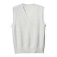 thumbnail image 1 of Ediodpoh Women's Knit Sweater Vest V Neck Sleeveless Pullover Thin Cardigan Casual Sweater Vest Women for Layering Stretchable Tops White XXXL, 1 of 3