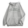 thumbnail image 1 of Ediodpoh Women's Letter Print Long Sleeve Zipper Hoodie Pullover Casual Top Shirt Hoodies for Women Polyester Soft Skin Friendly Fabric Grey M, 1 of 2