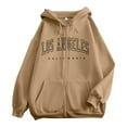 thumbnail image 1 of Ediodpoh Women's Letter Print Long Sleeve Zipper Hoodie Pullover Casual Top Shirt Hoodies for Women Polyester Soft Skin Friendly Fabric Khaki XXXL, 1 of 2