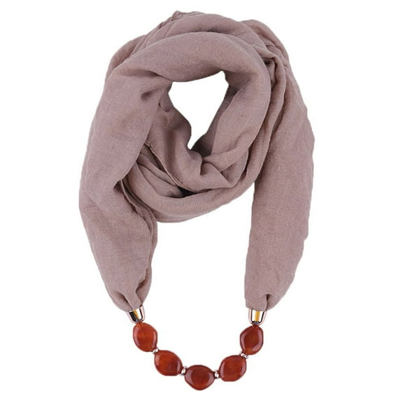 Ediodpoh Women's Linen Necklace Pendant Scarf Ethnic Style Soft Resin Pendant Neck Wrap Bohemian Fashion Accessory Coffee