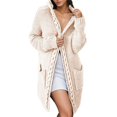 thumbnail image 1 of Ediodpoh Women's Long Knitted Sweater Coat with Cable Knit Hooded Pocketed Cardigan Cozy Cardigan Sweaters for Women White XXL, 1 of 4