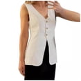 thumbnail image 1 of Ediodpoh Women's Long Linen Vest Summer Casual Sleeveless Womens Coats Beige M, 1 of 7