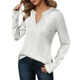 thumbnail image 1 of Ediodpoh Women's Long Sleeve Hoodless Crewneck Womens Sweatshirts Casual Pullover Soft Comfortable Blouse Top for Everyday Wear White XXL, 1 of 5