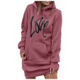 thumbnail image 1 of Ediodpoh Women's Loose Print Hoodies for Women Mid Length Hoodie Dress Long Sleeve Sweatshirt Pink M, 1 of 6