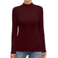 thumbnail image 1 of Ediodpoh Women's Turtleneck Long Sleeve Sleeveless Tops Basic Slim T Shirts Womens Tshirts Red M, 1 of 5