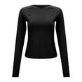 thumbnail image 1 of Ediodpoh Women's Protective Wicking Long Sleeve Yoga Fitness Shirt & Breathable for Running & Sports Womens Tops Black XXL, 1 of 7