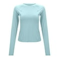 thumbnail image 1 of Ediodpoh Women's Protective Wicking Long Sleeve Yoga Fitness Shirt & Breathable for Running & Sports Womens Tops Light Blue S, 1 of 7