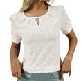 thumbnail image 1 of Ediodpoh Women's Round Neck T Shirt with Ruching Detail for Casual Home and Outdoor Wear Comfortable Spring Summer Top Pairs Perfectly with Jeans Tshirts for Women Beige S, 1 of 7