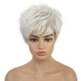 thumbnail image 1 of Riforla Women's Silver Gray Wig Hair Cover Party Decorations Protective Headgear Wigs for Women White, 1 of 9