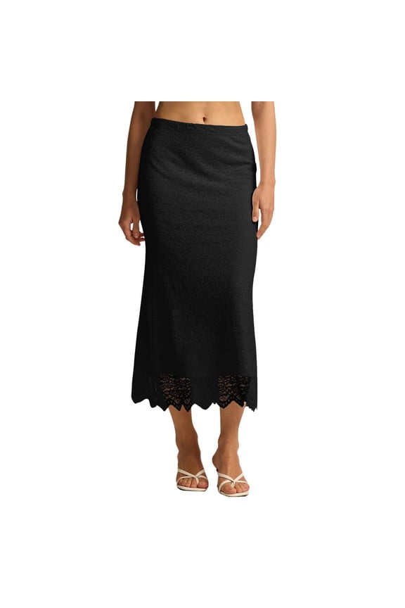 Ediodpoh Women's Skirts Lace Mini Skirt Layered Lace Pencil Underskirt High Waist for Summer Long Skirts Black M