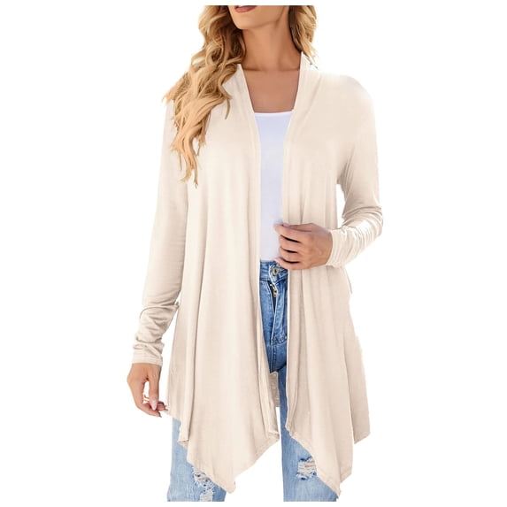 Ediodpoh Women's Sleeveless Cardigan Summer Lightweight Open Front Asymmetrical Vest Cardigan for Women Beige S