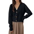 thumbnail image 1 of Ediodpoh Women’s Slim Fit High Waist Knit Cardigan Long Sleeve Lightweight Soft Open Front Sweater Casual Tops Cardigan for Women Black, 1 of 4