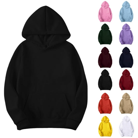 Ediodpoh Women's Slim Pullover hoodies for women Short Velvet Long Sleeve with Pockets Winter Fall Outfits Solid Color Black XXXXXL