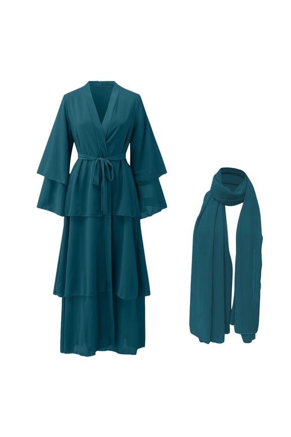 Ediodpoh Women's Soft and Elegant Chiffon Solid Layered Cardigan Loose Long Cardigan Cardigan Sweaters for Women Green XXL