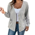 thumbnail image 1 of Ediodpoh Women's Solid Color Button Down V Neck Loose Long Sleeved Cardigan Classic Cardigans for Women Grey S, 1 of 4
