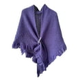 thumbnail image 1 of Ediodpoh Women's Solid Color Fringe Poncho Sweater Wrap Topper Knitted Elegant Shawl Cape Warm and Stylish Purple, 1 of 3