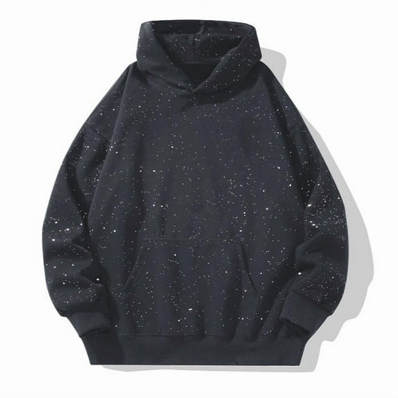 Ediodpoh Women's Solid Color Pullover Hoodies for Women with Double Hoods Star Print Casual Sweatshirt Grey M