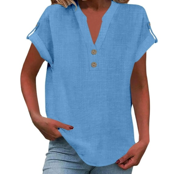 Ediodpoh Women's Summer V Neck Casual T Shirt for Everyday Wear Solid Color Design Easy to Pair with Jeans and Chinos Versatile Top for All Occasions Womens Tops Mint Green XXL