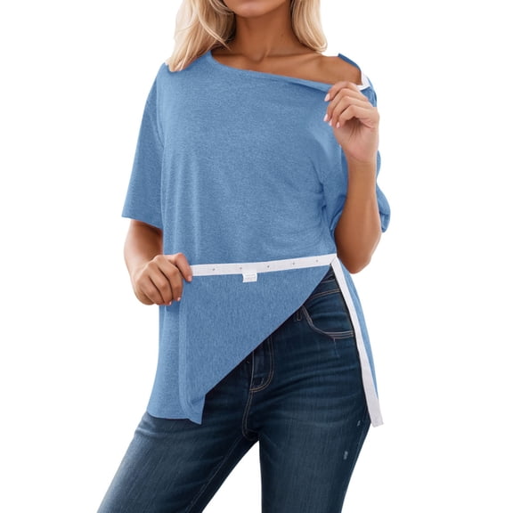 Ediodpoh Women's Top Pure Color Button Front for All Seasons Comfortable Stretchy Soft Breathable Casual Wear Womens Tops Blue M