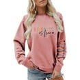 thumbnail image 1 of Ediodpoh Women's Sweatshirt Casual Round Neck with Letter Print Fashionable Hoodless Pullover for Autumn and Winter Womens Sweatshirts Pink S, 1 of 4