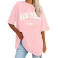thumbnail image 1 of Ediodpoh Women's Sweatshirt Summer Half Sleeved Long Shirt Vintage New York Letter Print Casual Fashion T Shirt T Shirts for Women Pink M, 1 of 4